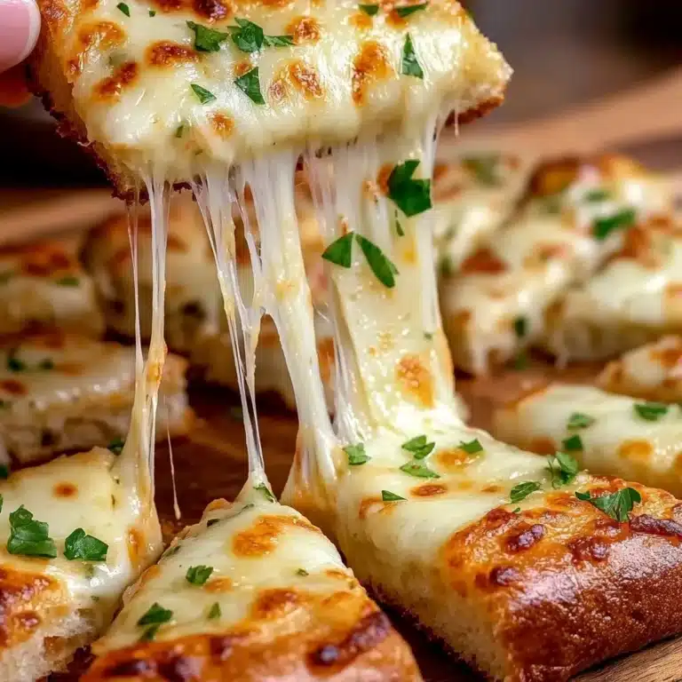 Delicious easy cheesy garlic bread topped with melted cheese and garlic.