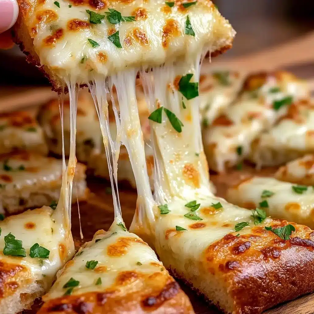 Delicious easy cheesy garlic bread topped with melted cheese and garlic.