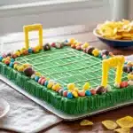 Delicious football sheet cake decorated for game day celebrations