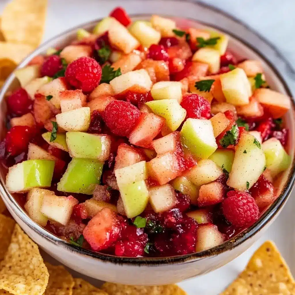 Delicious fruit salsa served with cinnamon sugar tortilla chips