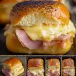 Ham and Havarti Cheese Sliders served on a platter, perfect for parties.