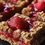 Healthy strawberry oatmeal bars with fresh strawberries and oats