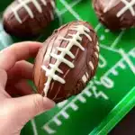 Delicious homemade football shaped brownies decorated for game day