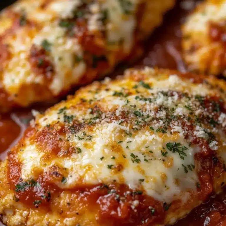 Keto Chicken Parmesan with crispy chicken and marinara sauce