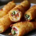 Mini Jalapeño Popper Egg Rolls served with dipping sauce
