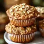 Moist applesauce oatmeal muffins fresh out of the oven