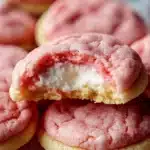 Freshly baked Strawberry Cheesecake Cookies on a plate