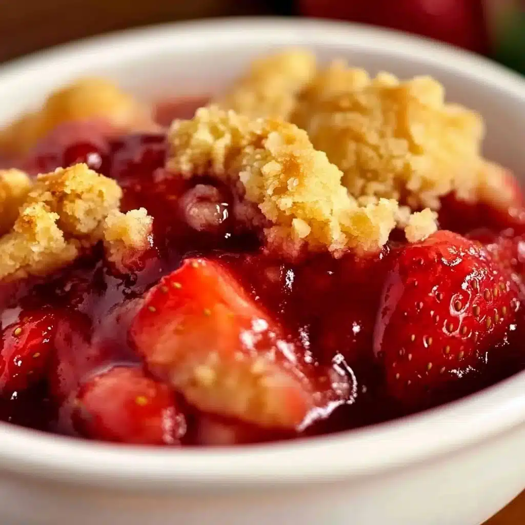 Delicious homemade strawberry cobbler with fresh strawberries and golden crust