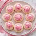 Delicious soft strawberry kiss cookies decorated for Valentine's Day