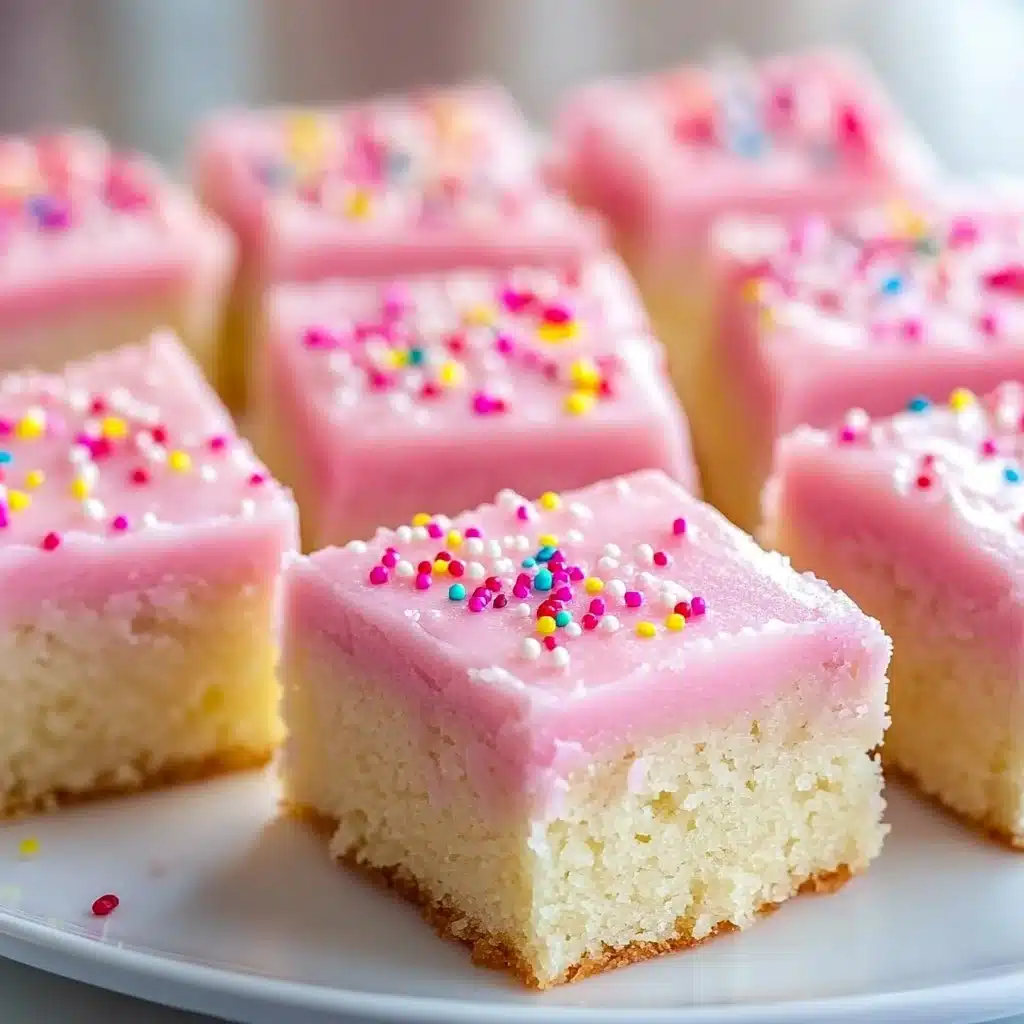 Sugar Cookie Bars 5 Deliciously baked sugar cookie bars topped with colorful sprinkles