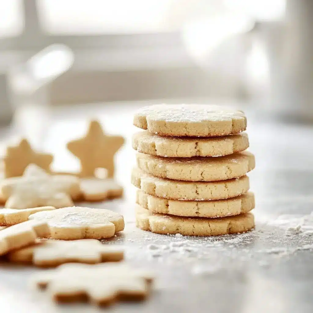 The Best Sugar Cookies 5 Delicious sugar cookies arranged on a platter with colorful sprinkles.