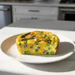 Fluffy Spring Veggie Frittata with fresh vegetables and herbs.