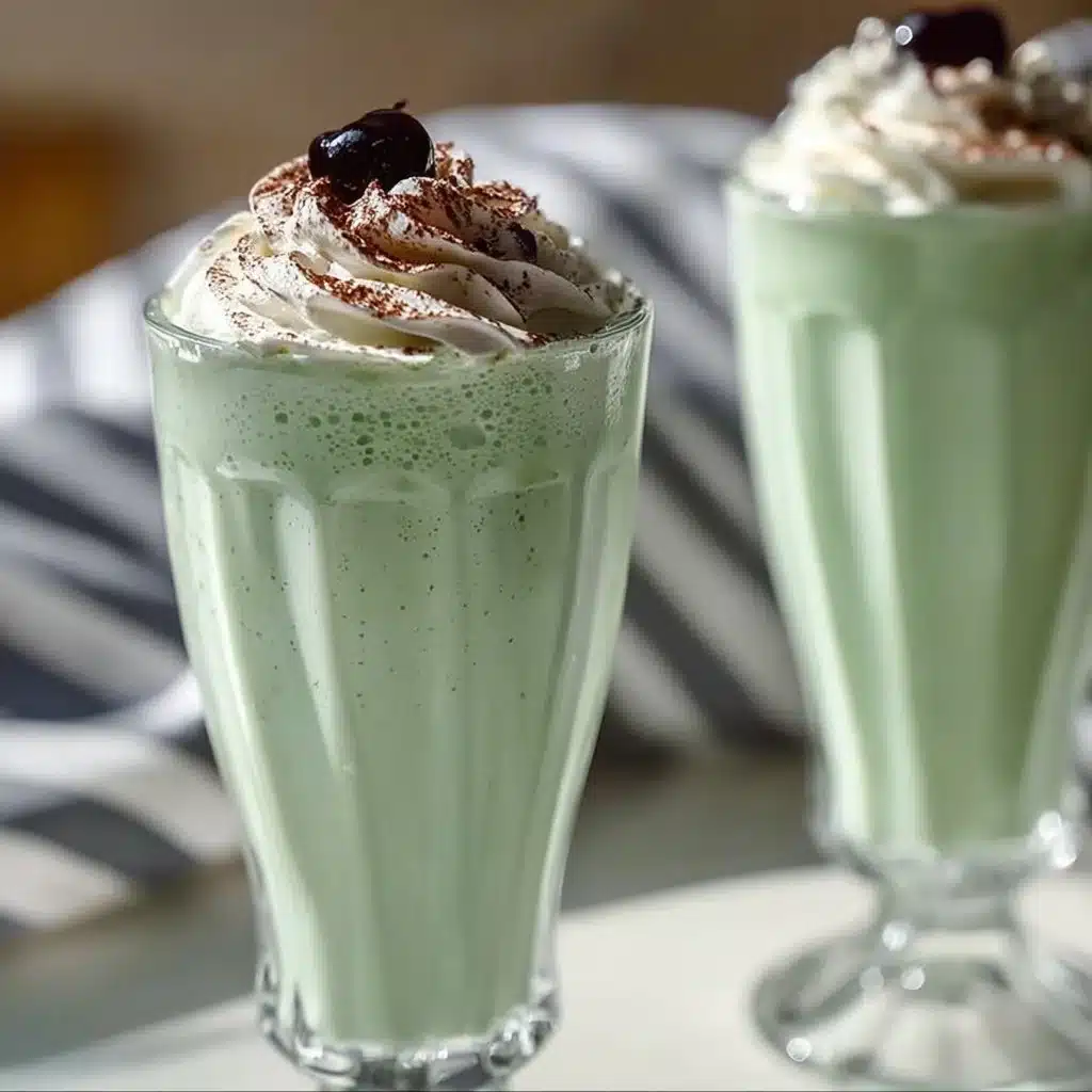 Homemade Shamrock Shakes 5 A delicious homemade Shamrock Shake in a glass garnished with whipped cream.