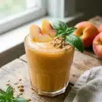 A delicious peach smoothie in a glass, perfect for weight loss and healthy living.