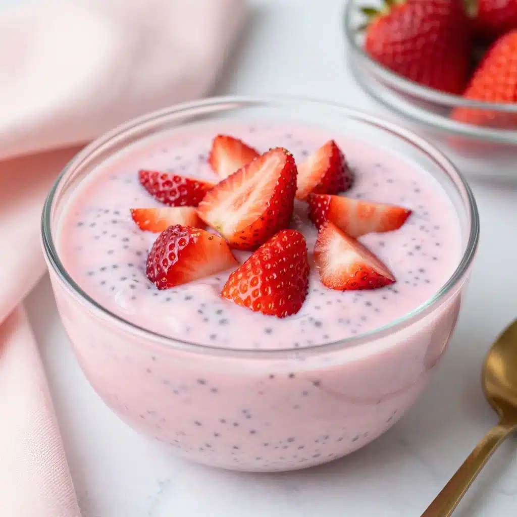 High Protein Strawberry Cheesecake Chia Seed Pudding