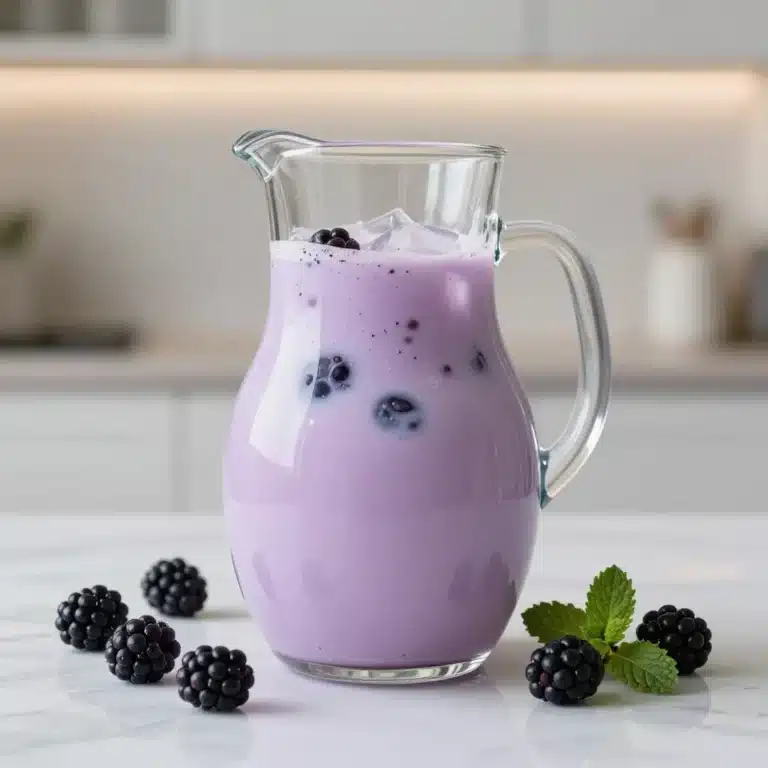Homemade Blackberry Coconut Pink Drink 7 Homemade blackberry coconut pink drink in a glass with fresh blackberries and coconut