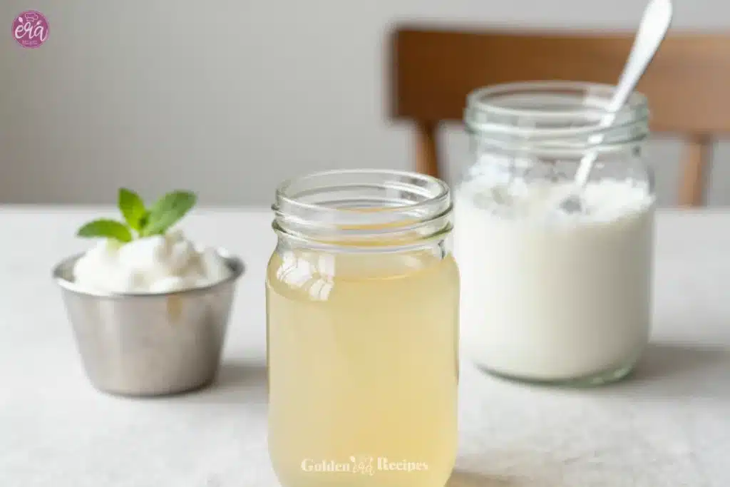 How to Make Simple Syrup 1 A bottle of homemade simple syrup with fresh mint leaves for garnish