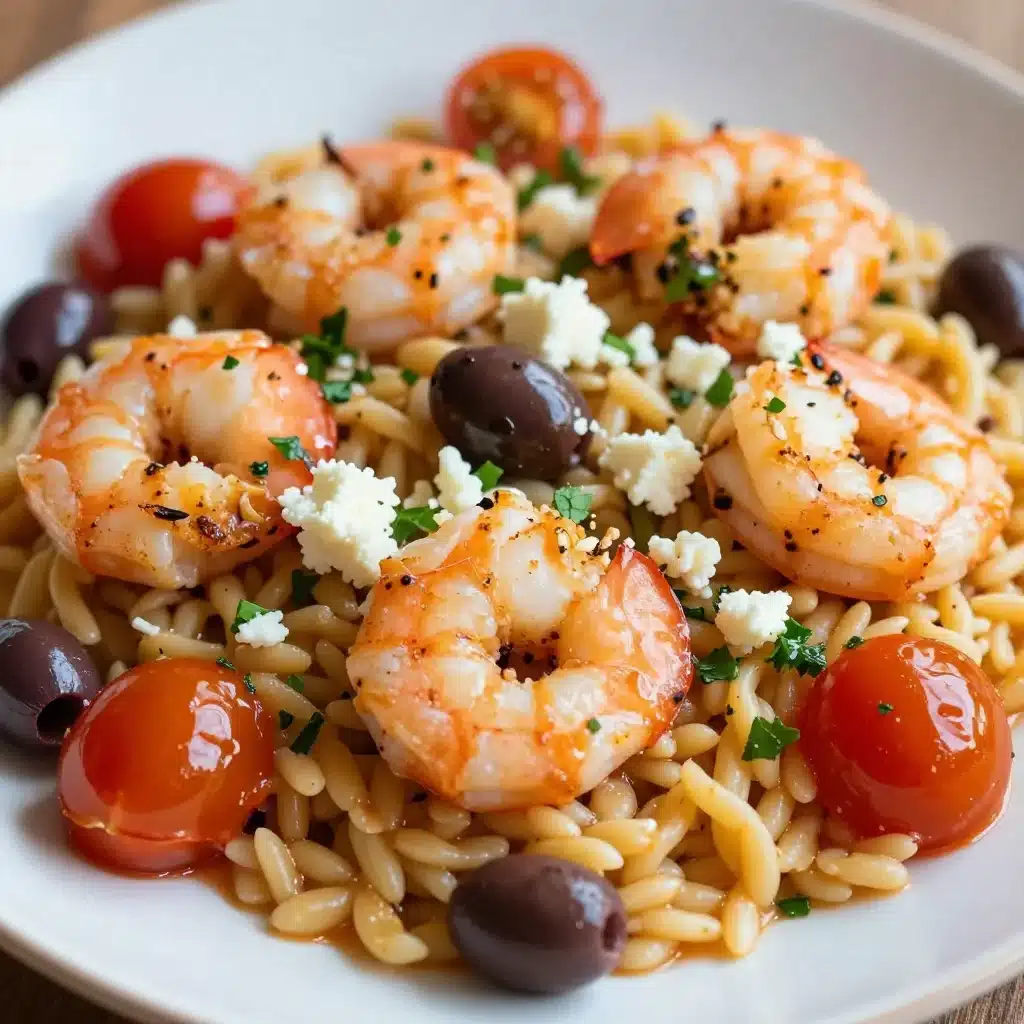 Lemon Feta Orzo Shrimp