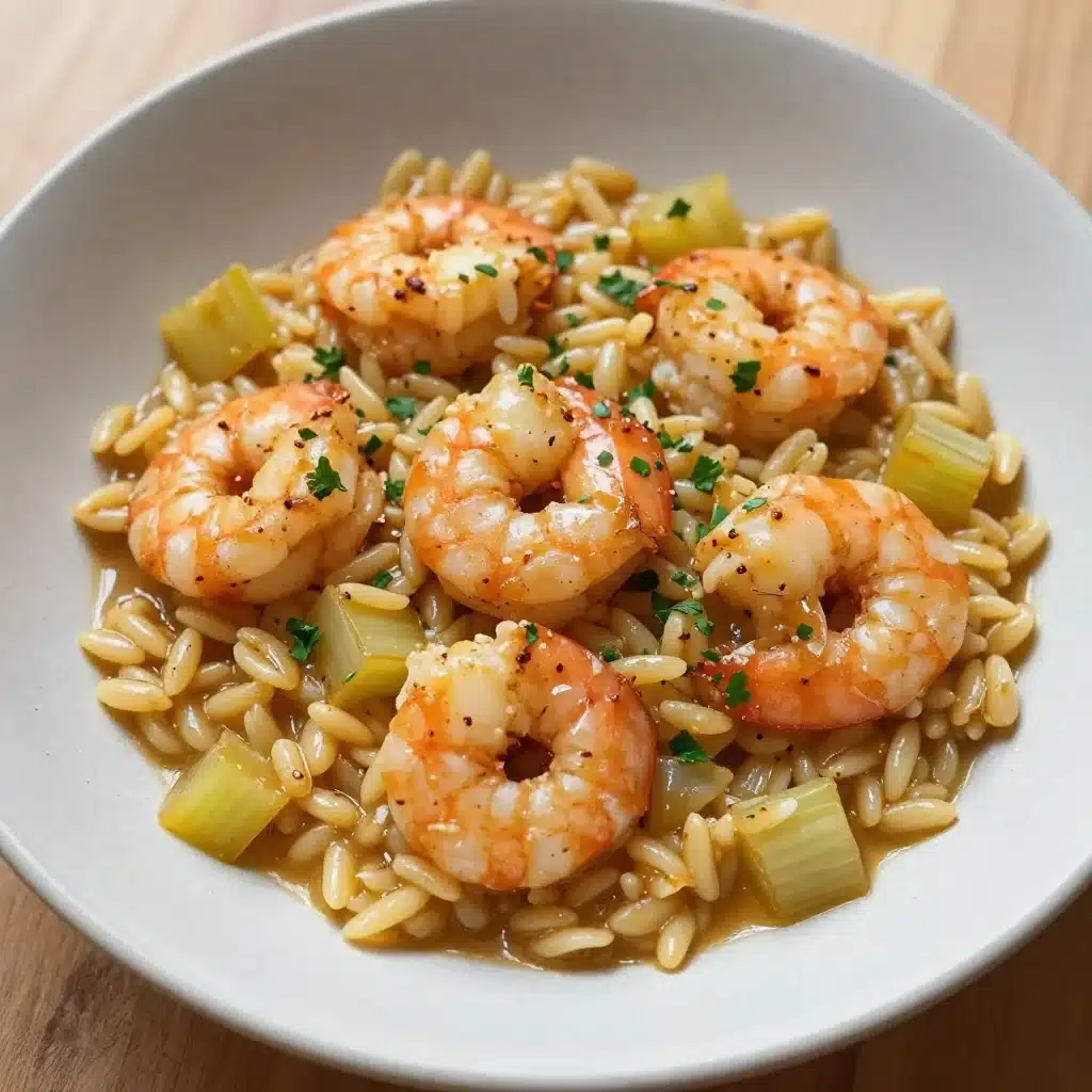 Lemony shrimp orzo