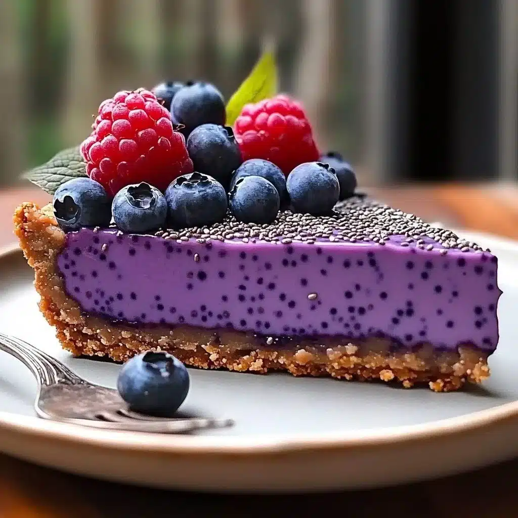 No-bake vegan blueberry pie with fresh blueberries and a delicious crust