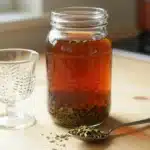 Overnight decoction of dandelion and nettles prepared in a jar