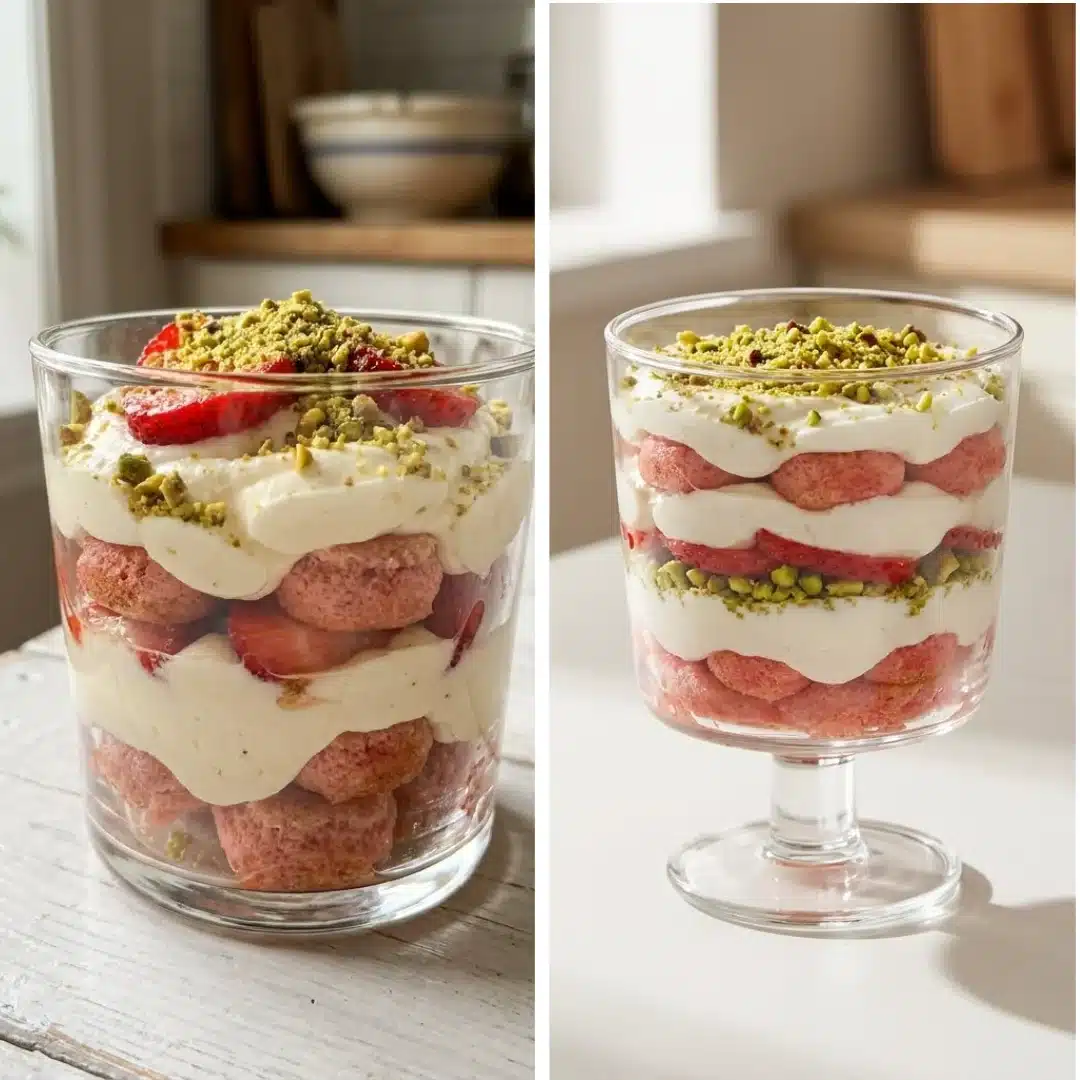 Quick Strawberry Pistachio Tiramisu