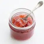 Homemade Rhubarb Vanilla Bean Jelly served on toast