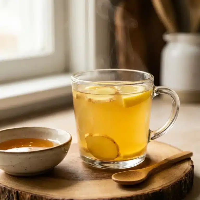 Refreshing ginger lemon drink for fat burning and health benefits.