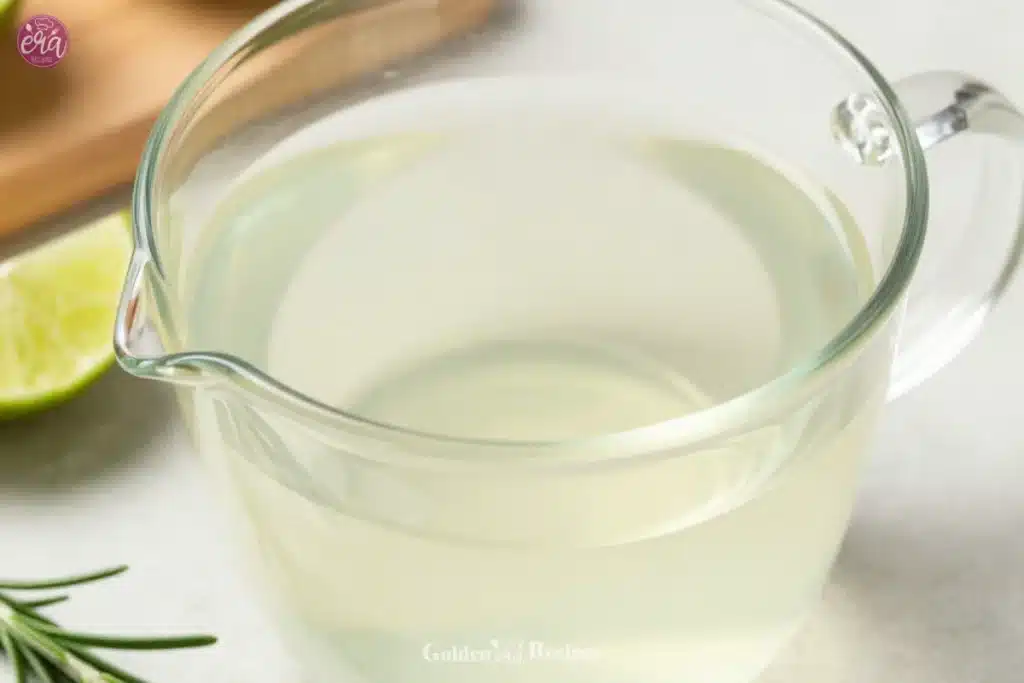 Simple syrup in a glass jar, ideal for cocktails and drinks.