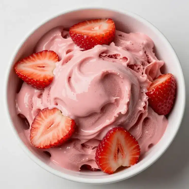 Bowl of strawberry chia seed pudding topped with fresh strawberries and mint.