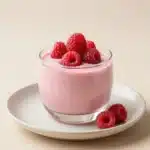 Vanilla Raspberry Chia Pudding in a bowl, a quick and healthy breakfast option.