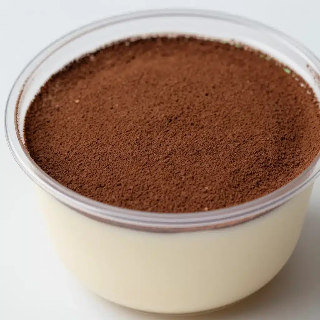 Viral gluten-free tiramisu chia pudding topped with cocoa and coffee.