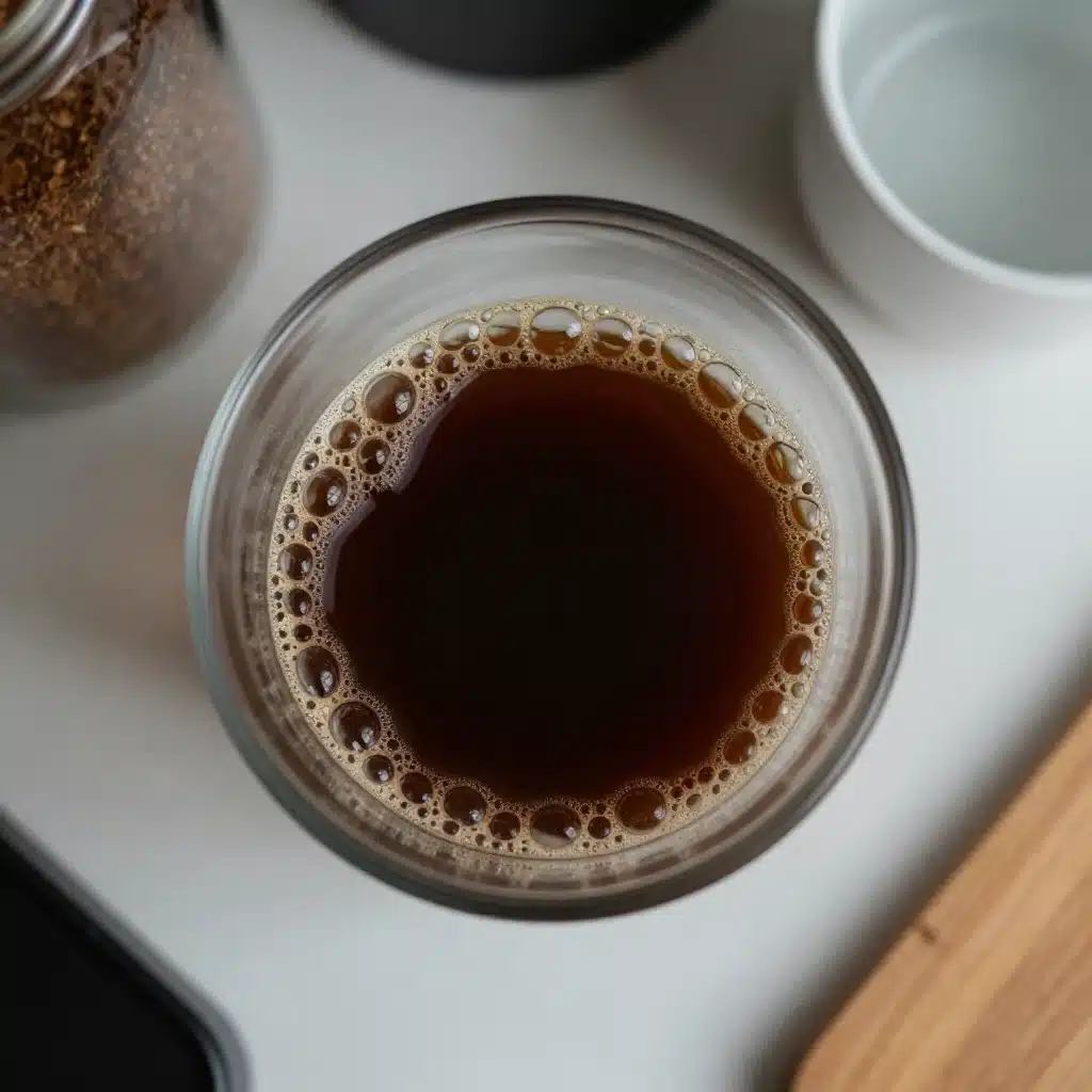 Cinnamon Brown Sugar Coffee Syrup 5 Cinnamon Brown Sugar Coffee Syrup bottle on a wooden table with coffee cup