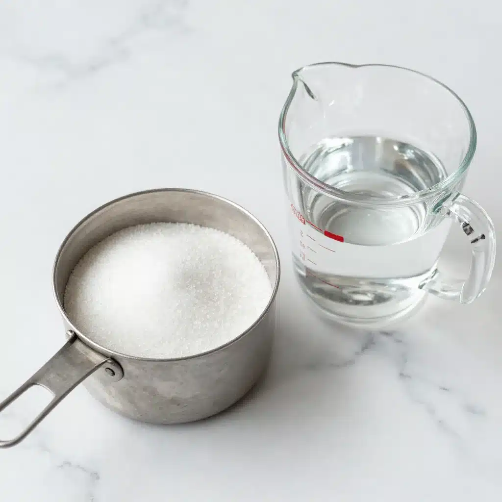 Homemade simple syrup in a glass jar with soft glow effect