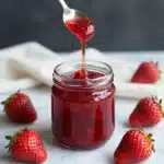 Delicious homemade strawberry syrup perfect for brunch dishes like pancakes and waffles