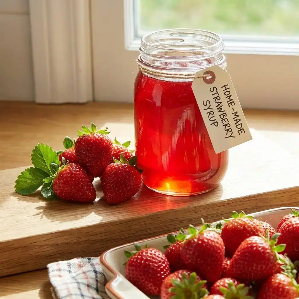No-waste Strawberry Top Simple Syrup Recipe