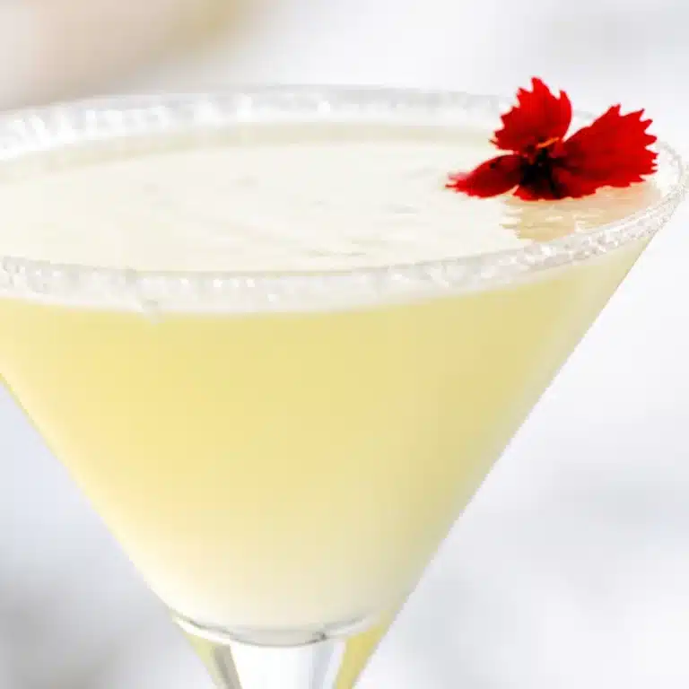 Refreshing Lemon Drop Martini garnished with lemon slices and a sugar rim
