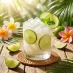 Refreshing Brazilian lemonade with a hint of lime served in a glass.