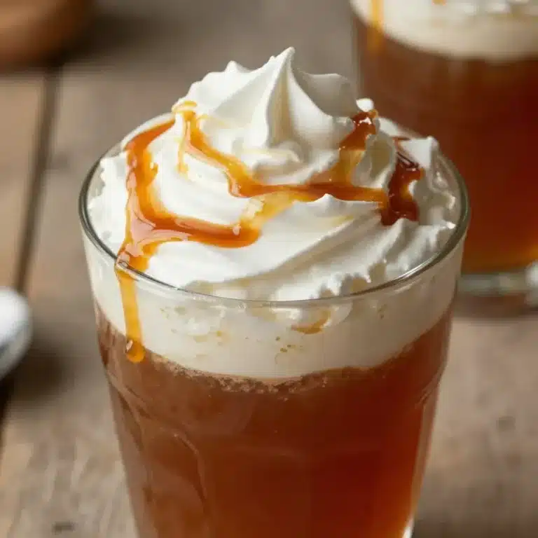 Home 1 A warm cup of caramel apple cider with a caramel drizzle and apple slices