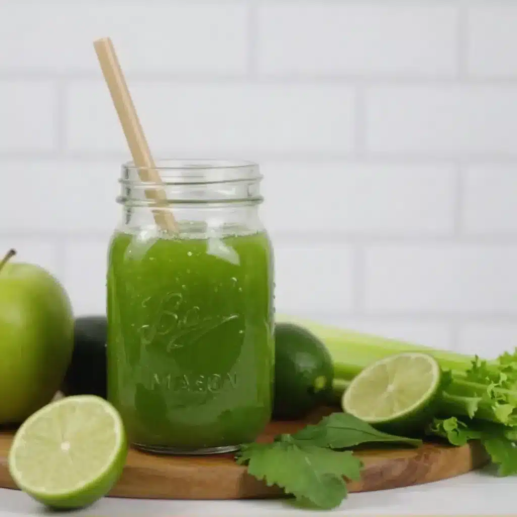 Green Juice Recipe For Beginners 5 Fresh green juice in a glass with fruits and vegetables for beginners