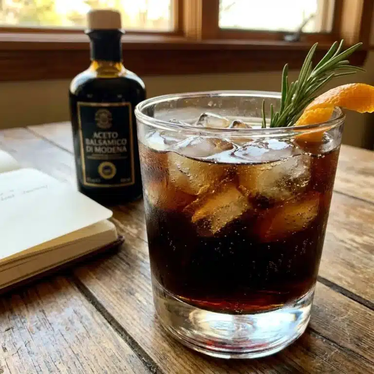 A glass of Healthy Coke with ice, garnished with a slice of lemon.