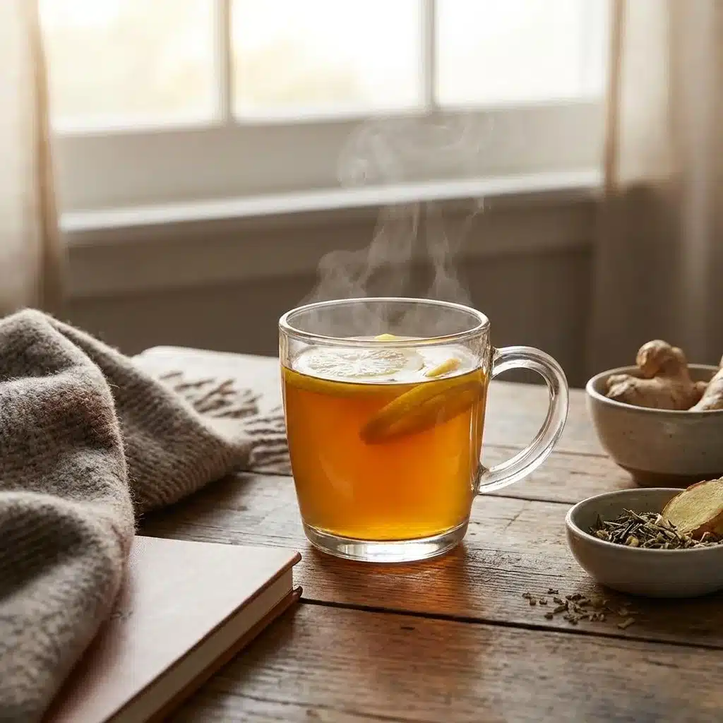 Hot ACV Lemon Cayenne Drink 5 Hot ACV Lemon Cayenne drink in a glass with lemon slices and cayenne pepper