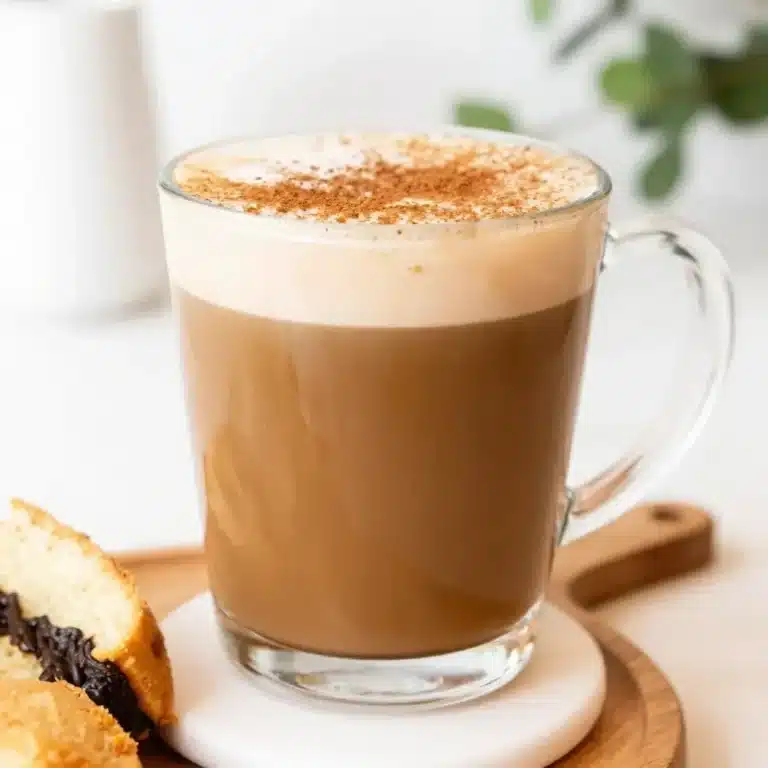 Home 1 A cup of homemade proffee showcasing rich coffee mixed with protein powder.