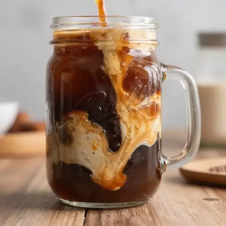 Home 10 A cup of Protein Coffee topped with froth and coffee beans for a nutritious boost.