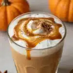 Delicious Pumpkin Frappuccino with whipped cream and autumn spices