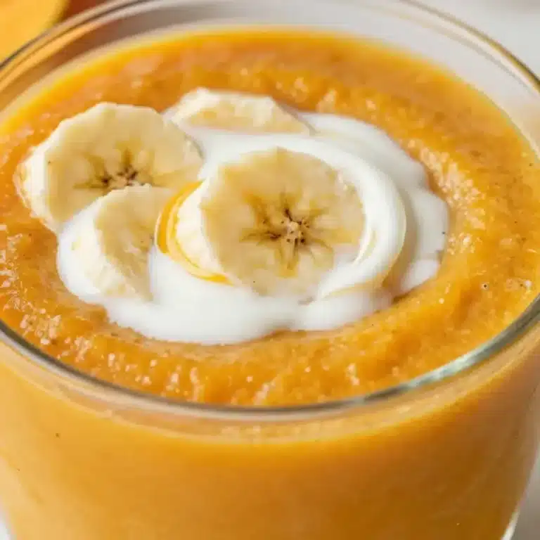 Home 9 Creamy pumpkin smoothie in a glass topped with whipped cream and pumpkin spice