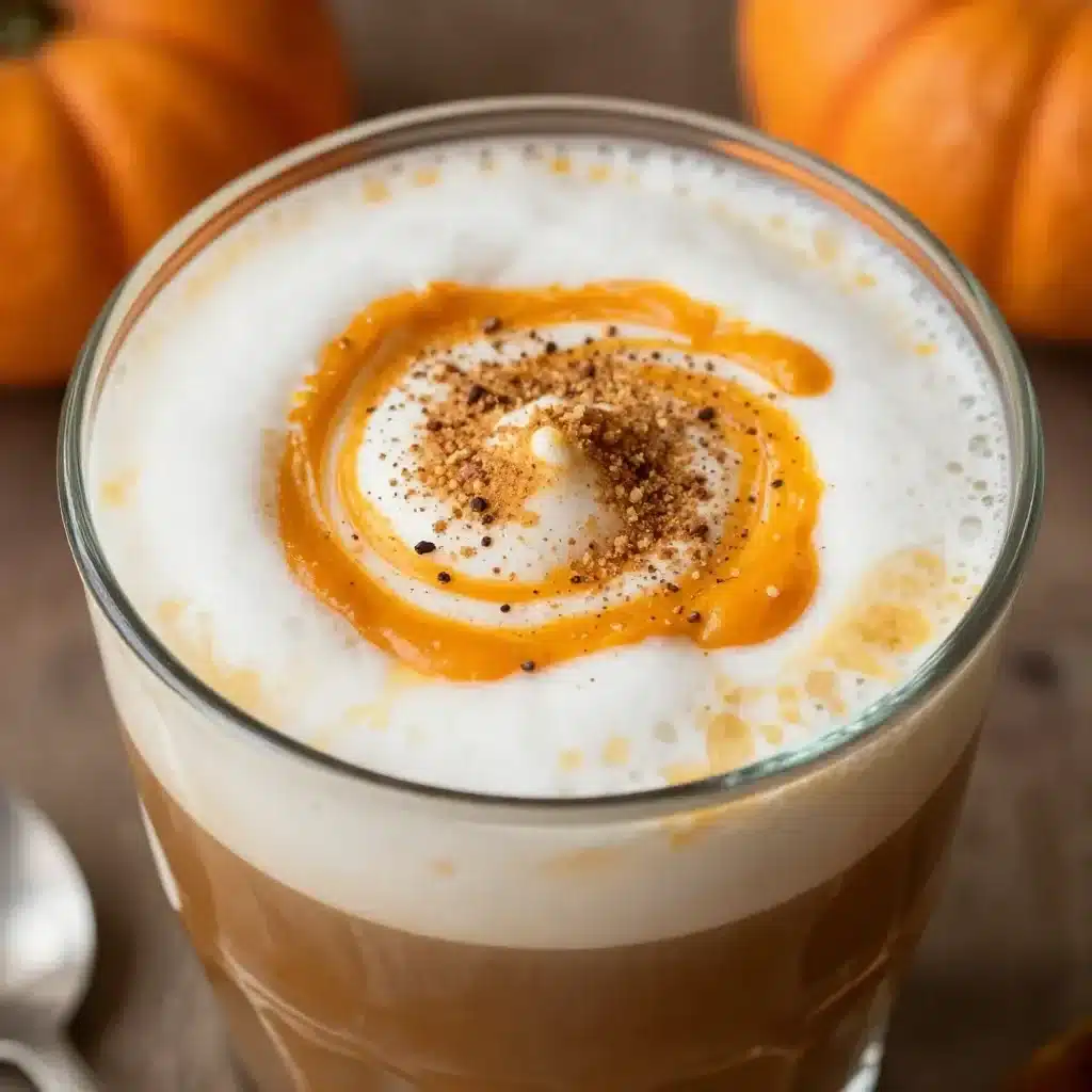 Pumpkin Spice Latte in Bloom 5 Delicious Pumpkin Spice Latte in Bloom served in a cozy café setting