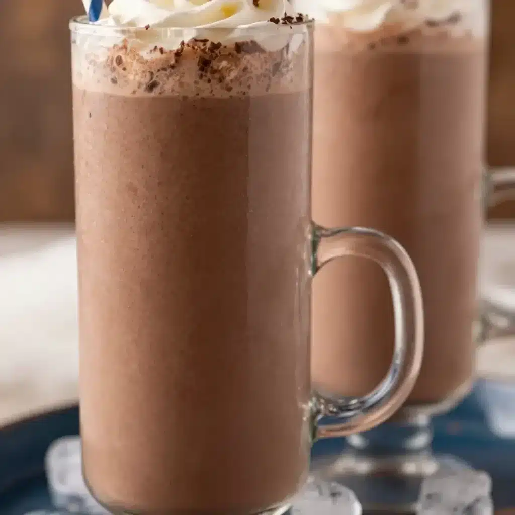 The Best Frozen Hot Chocolate 5 Delicious frozen hot chocolate served in a clear glass with whipped cream.