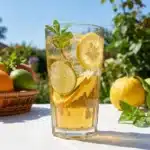 A refreshing Yuzu Lemon Sparkler drink with citrus garnishes