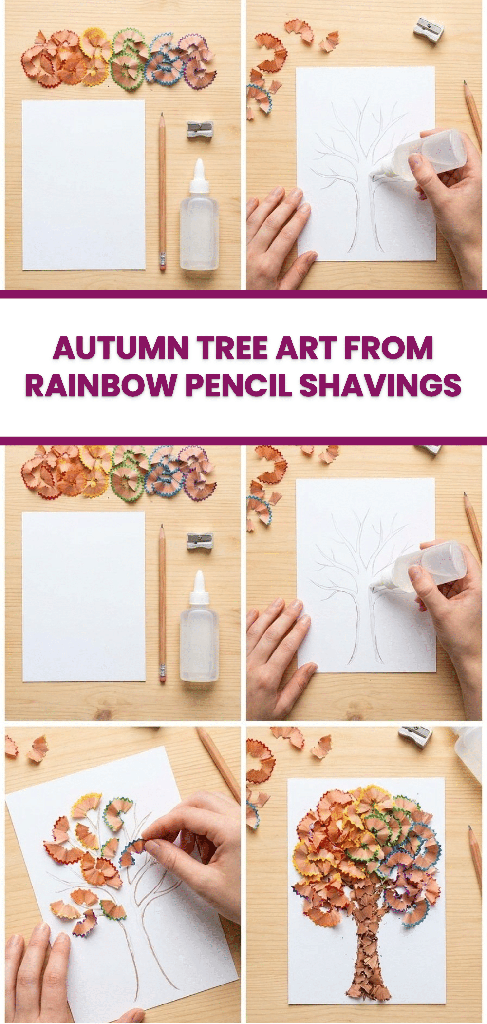 Autumn Tree Art from Rainbow Pencil Shavings